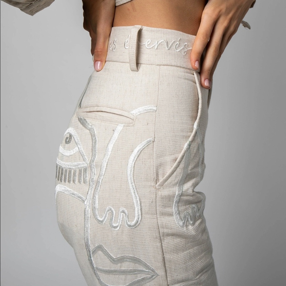 Hand Embroidered Cotton Pants
